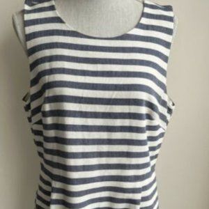 J.CREW Sz 14 NWT Striped White Gray Dress